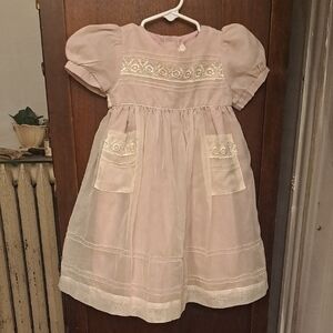 Vintage Charming Girls Size 3 Lavender Sheer Over Purple Slip Dress